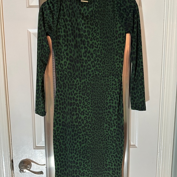 Green and black Michael Kors surplice/faux-wrap dress, Size XS, NWT! - Picture 2 of 8
